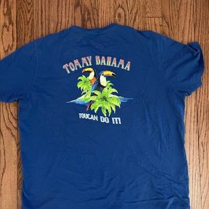 Tommy Bahama shirt men M blue toucan, birds